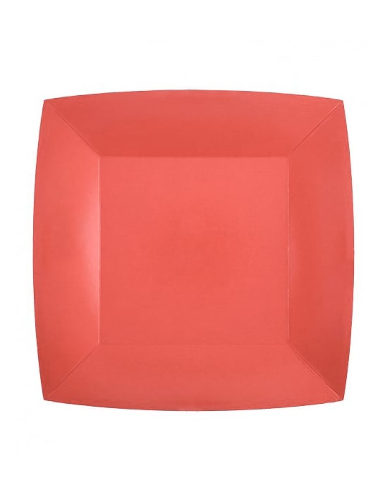 Assiettes carrées en carton pour dessert rouge