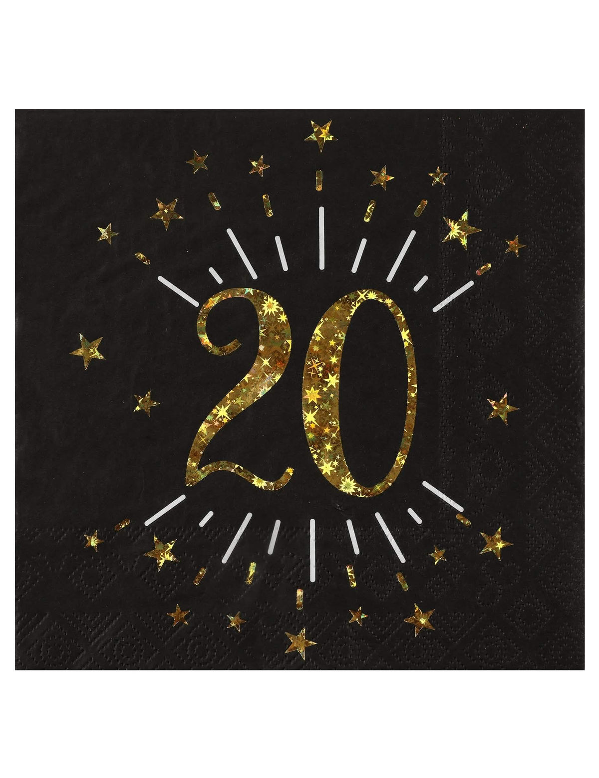 Serviettes papier joyeux anniversaire 20 pour fête noir et or