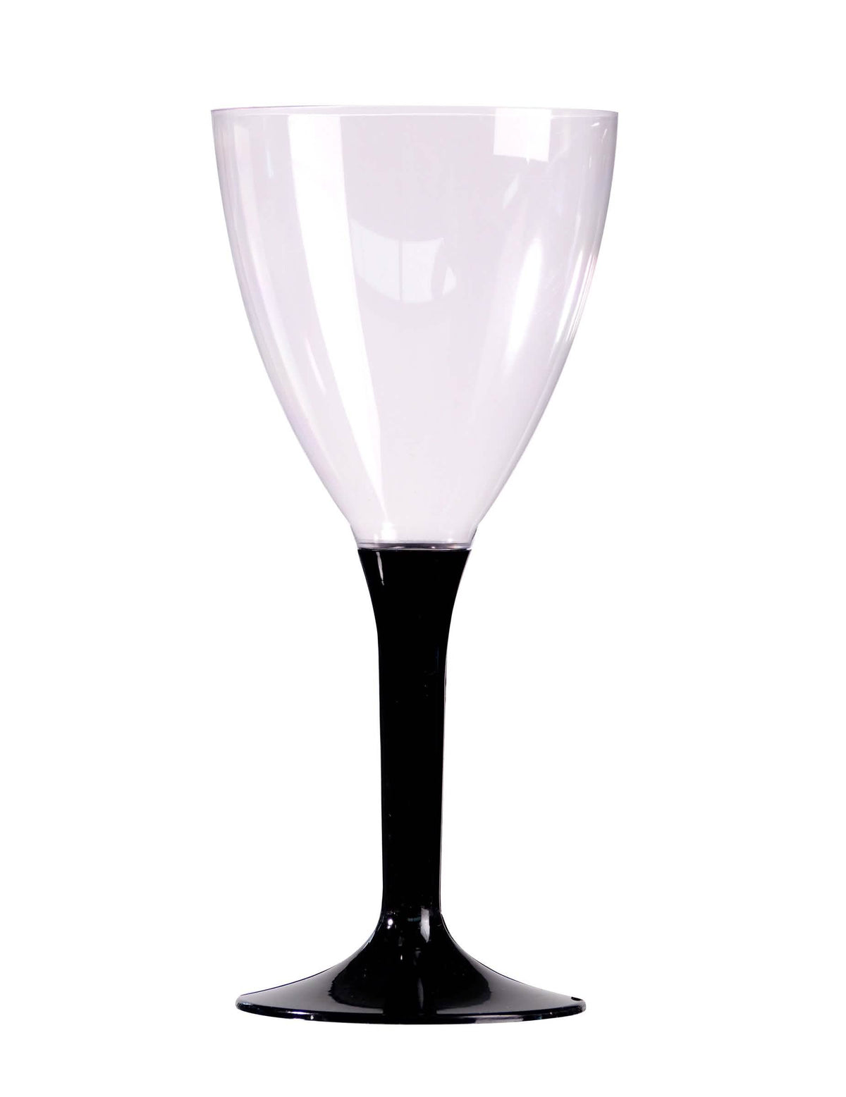 Verre à vin en plastique pour fête transparent avec pied noir