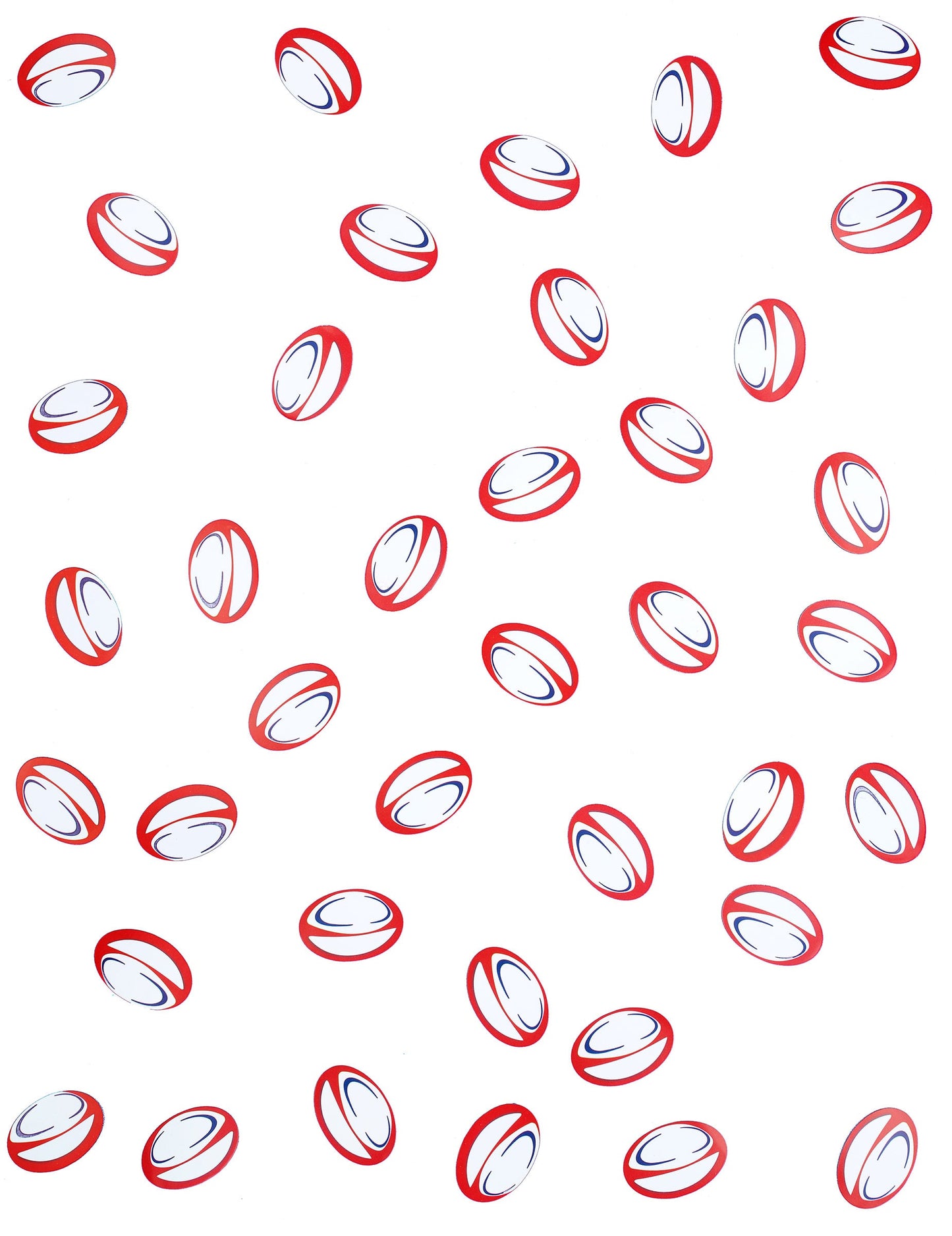 Vue d'ensemble parsemée des confettis de table ballons de rugby