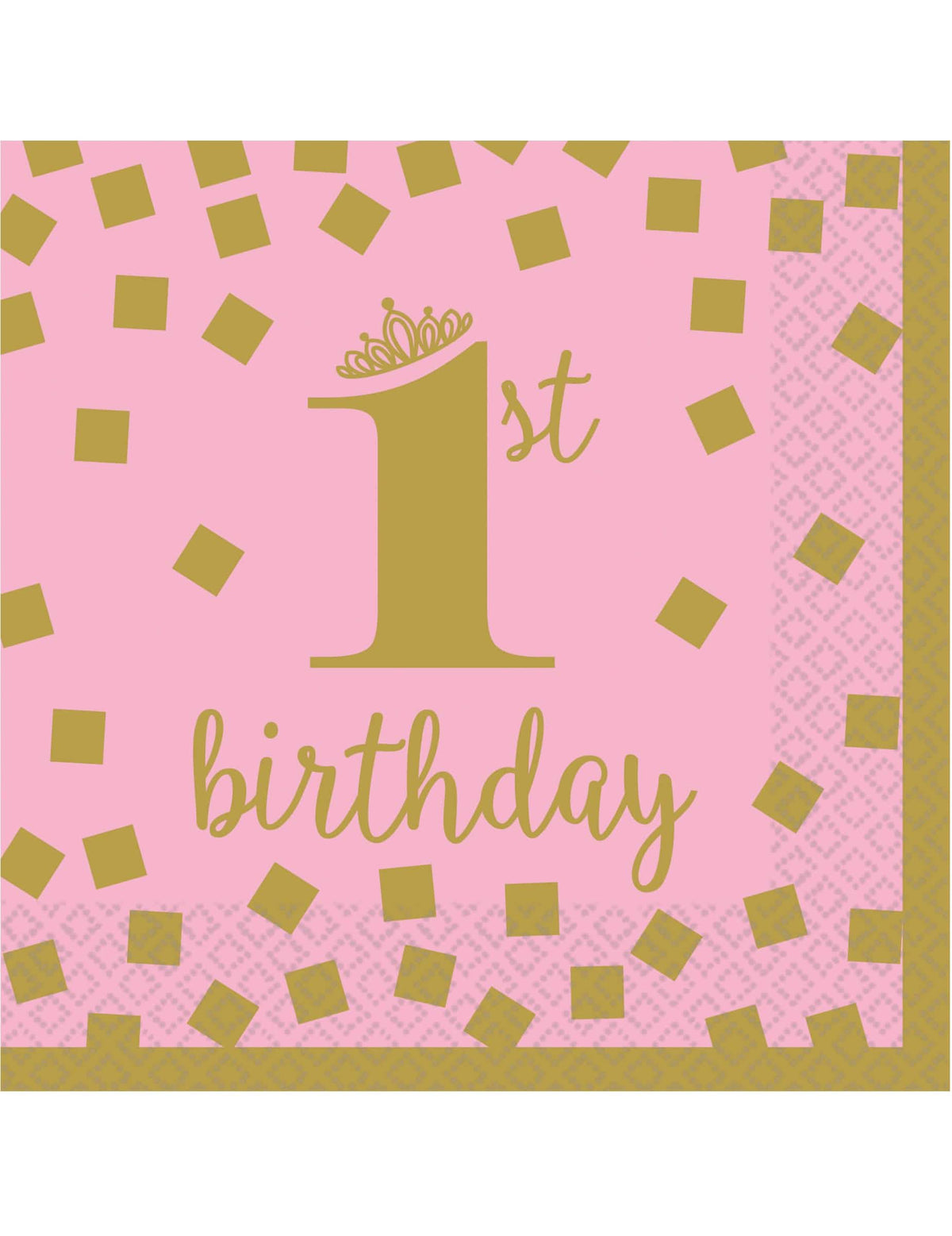 Petites serviettes en papier 1st birthday pour premier anniversaire rose et or