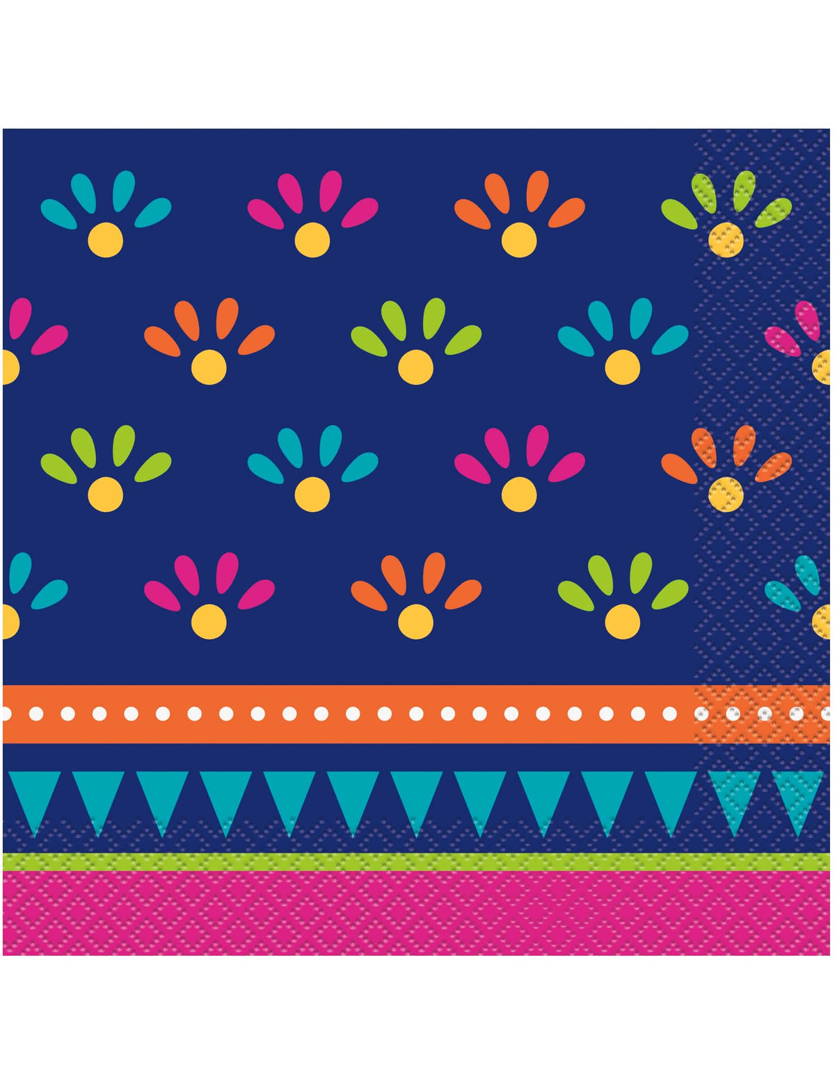 Serviettes en papier boho fiesta pour fête violettes à motifs colorés