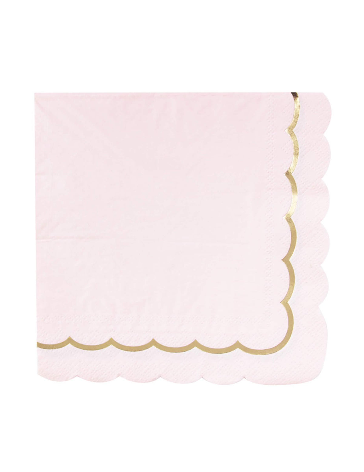 Serviettes en papier festonnées rose pastel et or