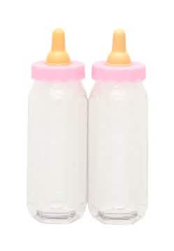2 biberons en plastique pour dragées bébé pour fille roses