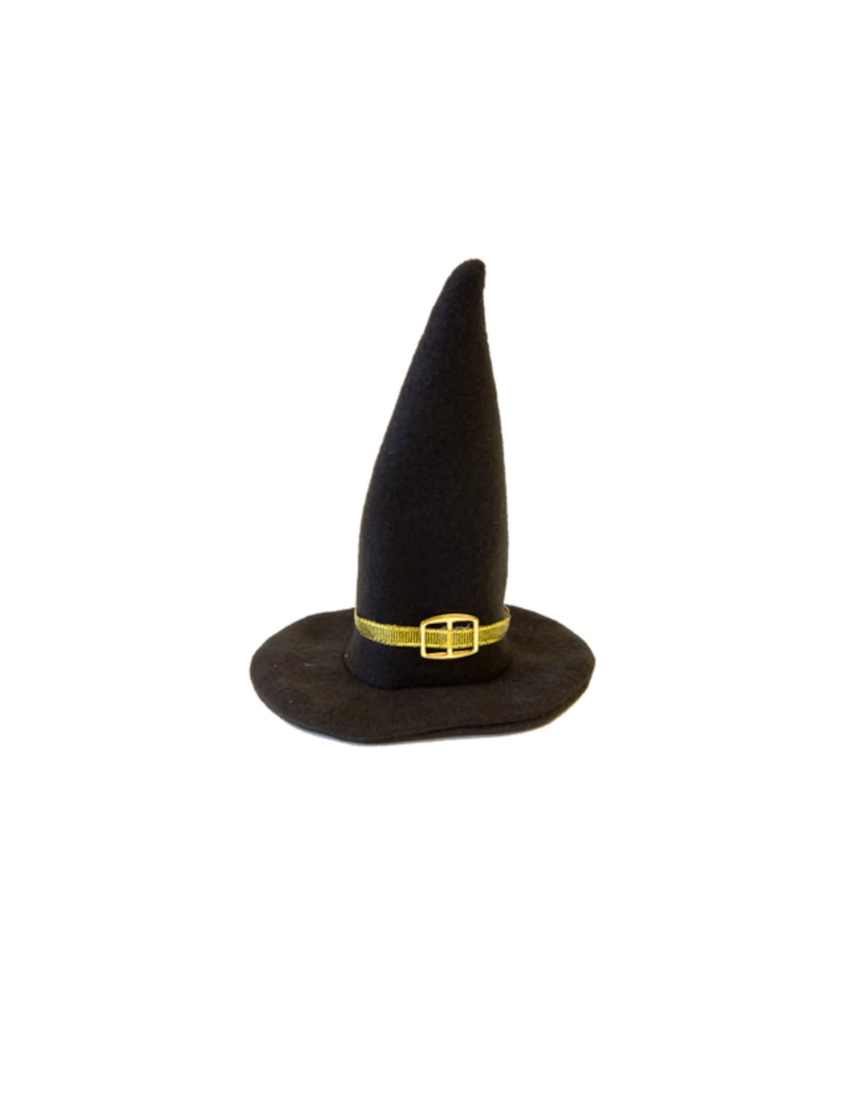 Halloween-velhon hattu -koriste musta kultaisella soljella