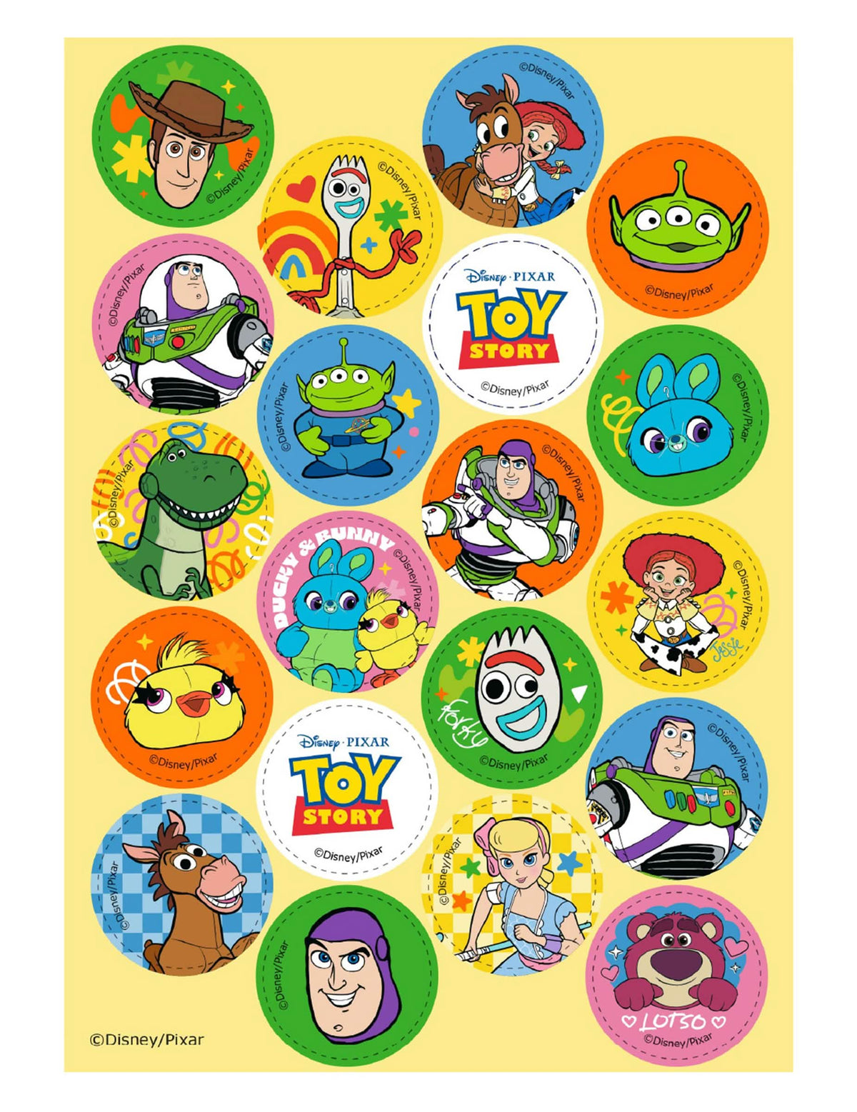 20 Mini vohvelikiekkoa Toy Story™ 3,4 cm