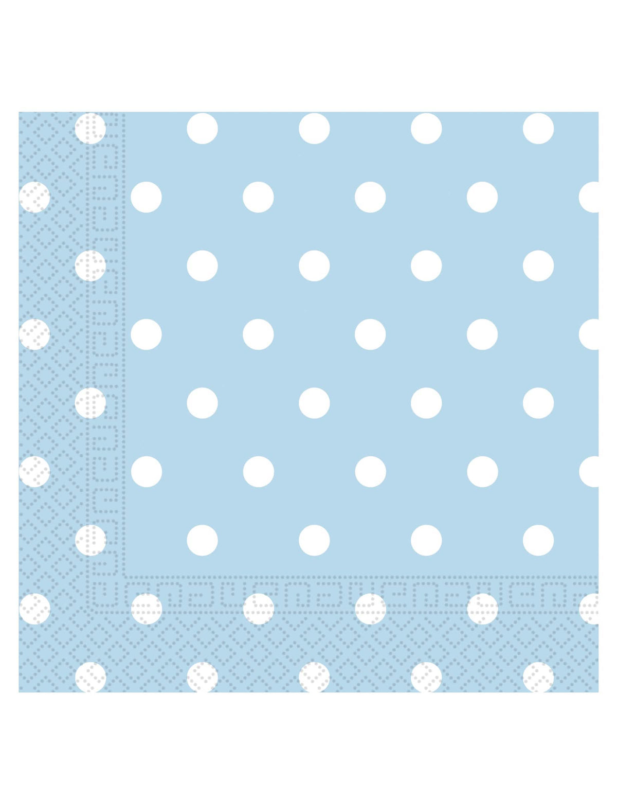 Serviettes en papier bleu ciel à pois blancs