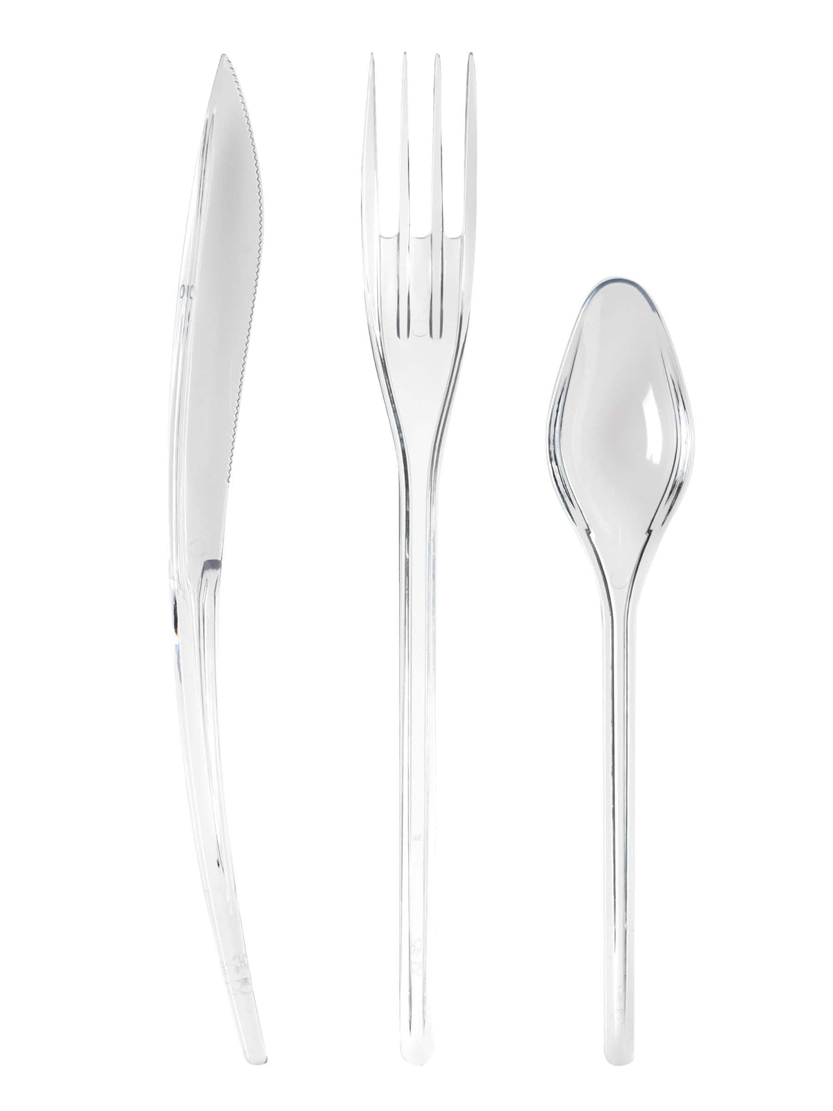Couverts en plastique cristal pour fête transparents premium