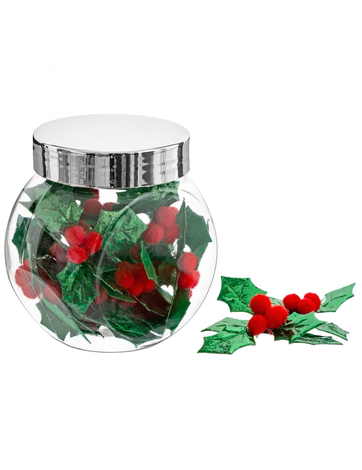 Décorations feuilles de houx et baies rouges pour Noël vert et rouge lot de 30