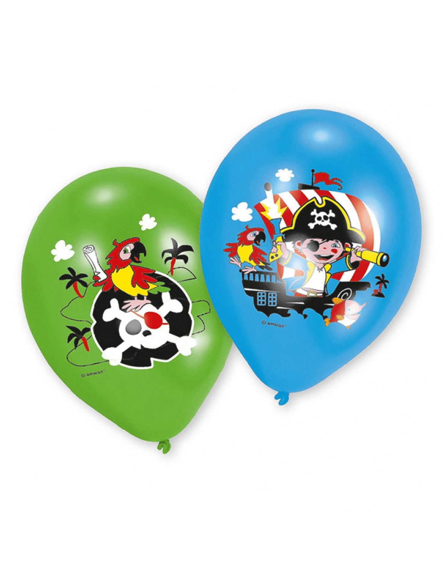 6 ballons latex pirates pour enfant verts et bleus