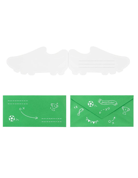 Cartes d'invitation chaussures de foot blanc et vert