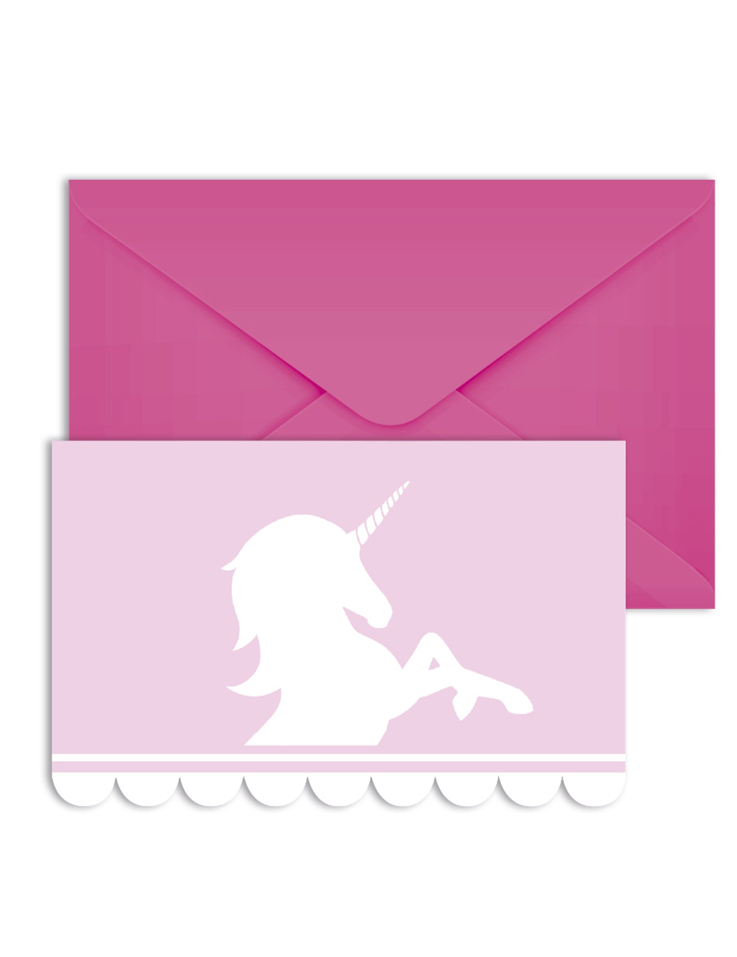Cartons d'invitation avec enveloppes licorne pastel pour anniversaire rose et blanc