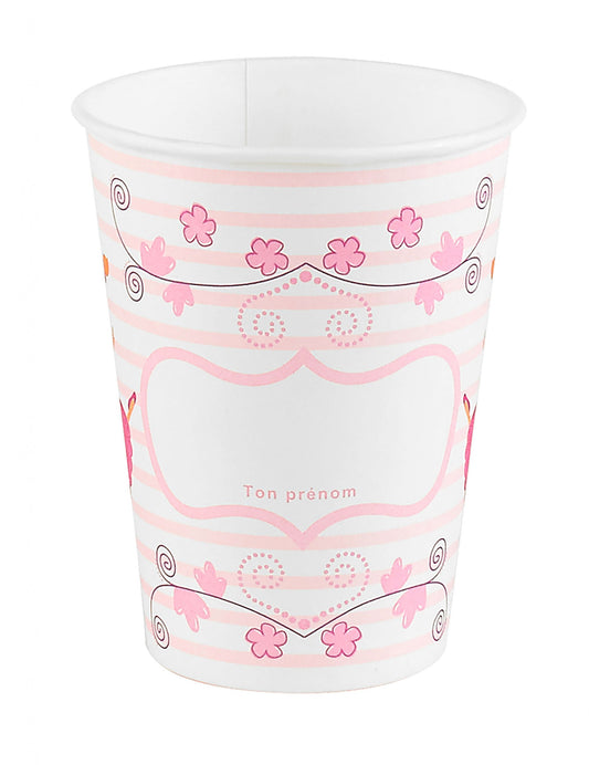 Détail de la zone de personnalisation du gobelet en carton ballerine