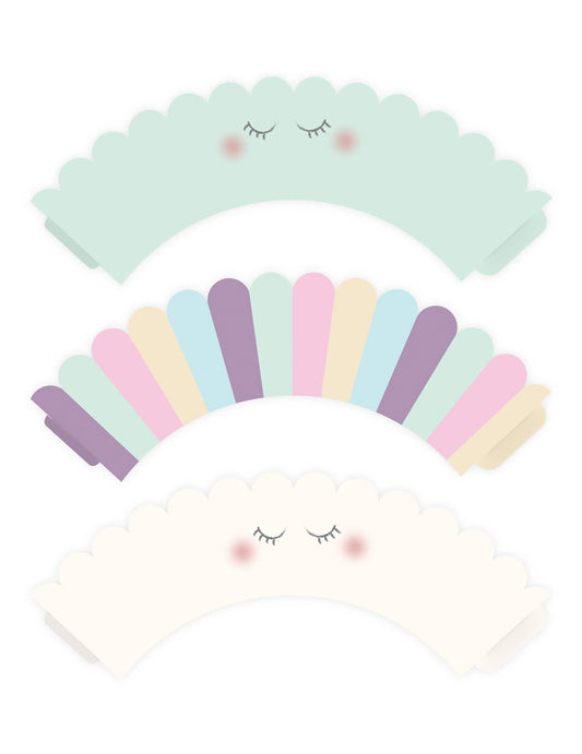 Détail des différents modèles des habillages à cupcake licorne pastel