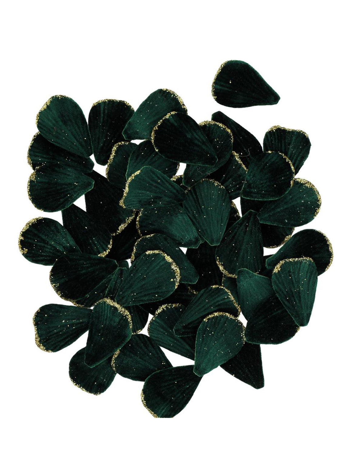 60 tummanvihreää samettiterälehteä kullalla 3 x 5 cm