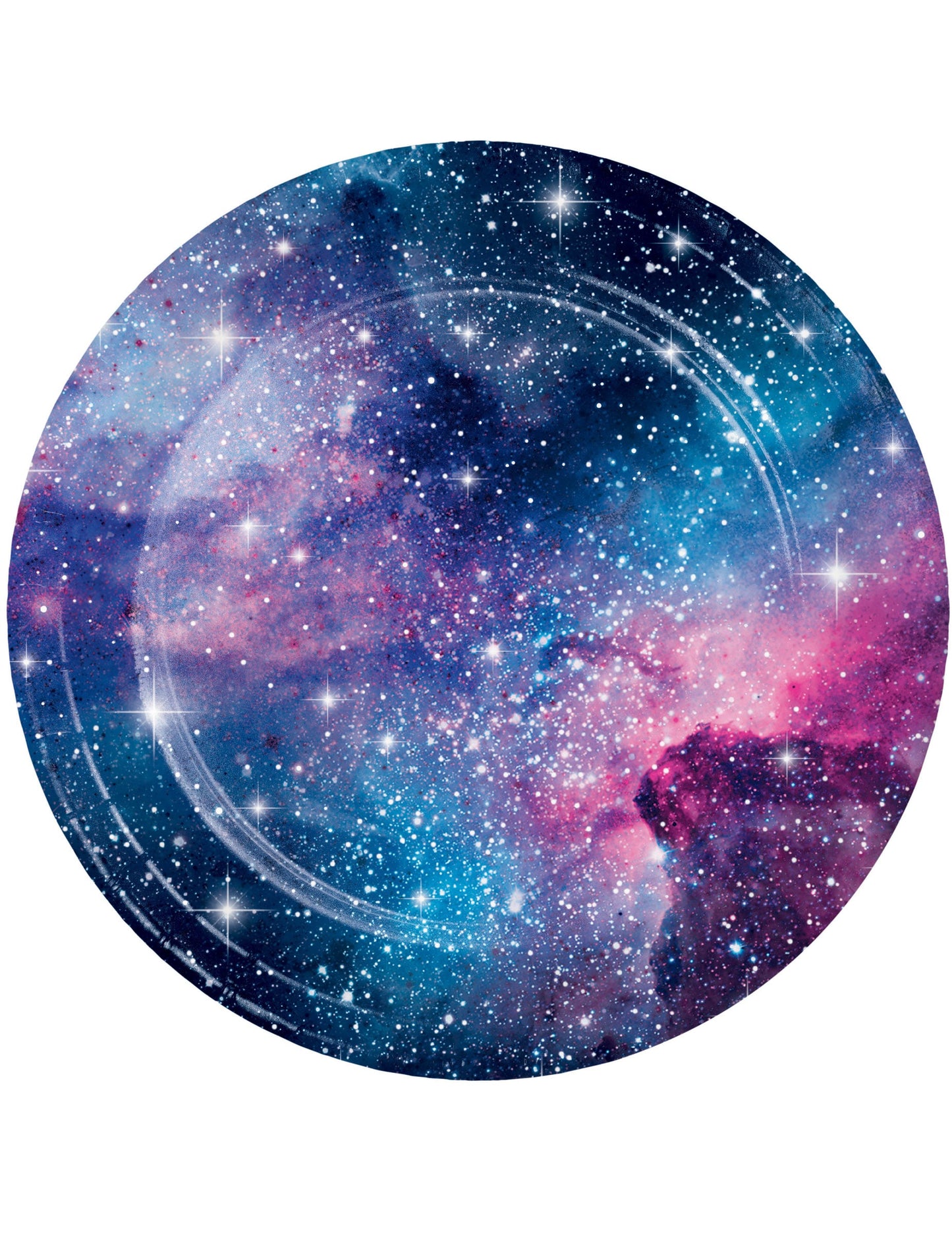 Assiettes en carton galaxy pour fête bleu et violet avec étoiles brillantes