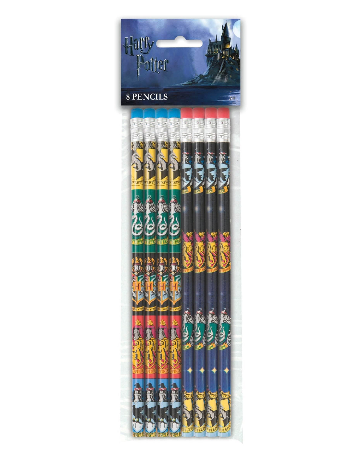 Vue de l'emballage des 8 crayons à papier Harry Potter