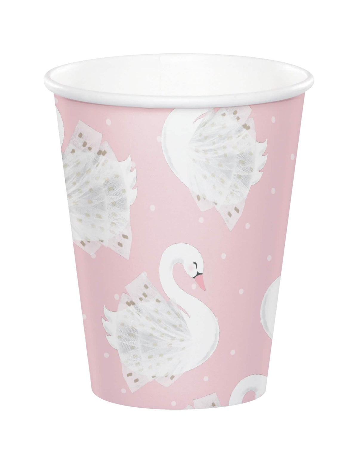 Gobelets en carton cygne royal pour anniversaire roses