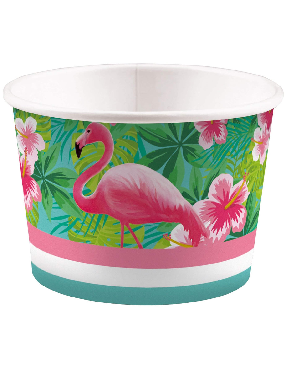 Jäätelökuppi Flamingo Paradise monivärinen kartonista, jossa on flamingo- ja trooppisten kukkien painatus