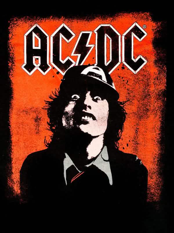 AC/DC Silly Face Angus - t-paidat painatuksen yksityiskohta