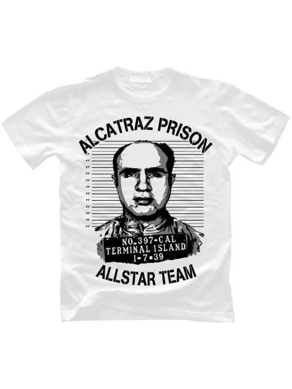 t-paidat Alcatraz Prison Wear Allstar Team miehet valkoinen ja musta