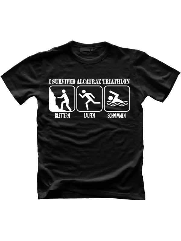 t-paidat Alcatraz Prison Wear Triathlon aikuiset mustavalkoinen