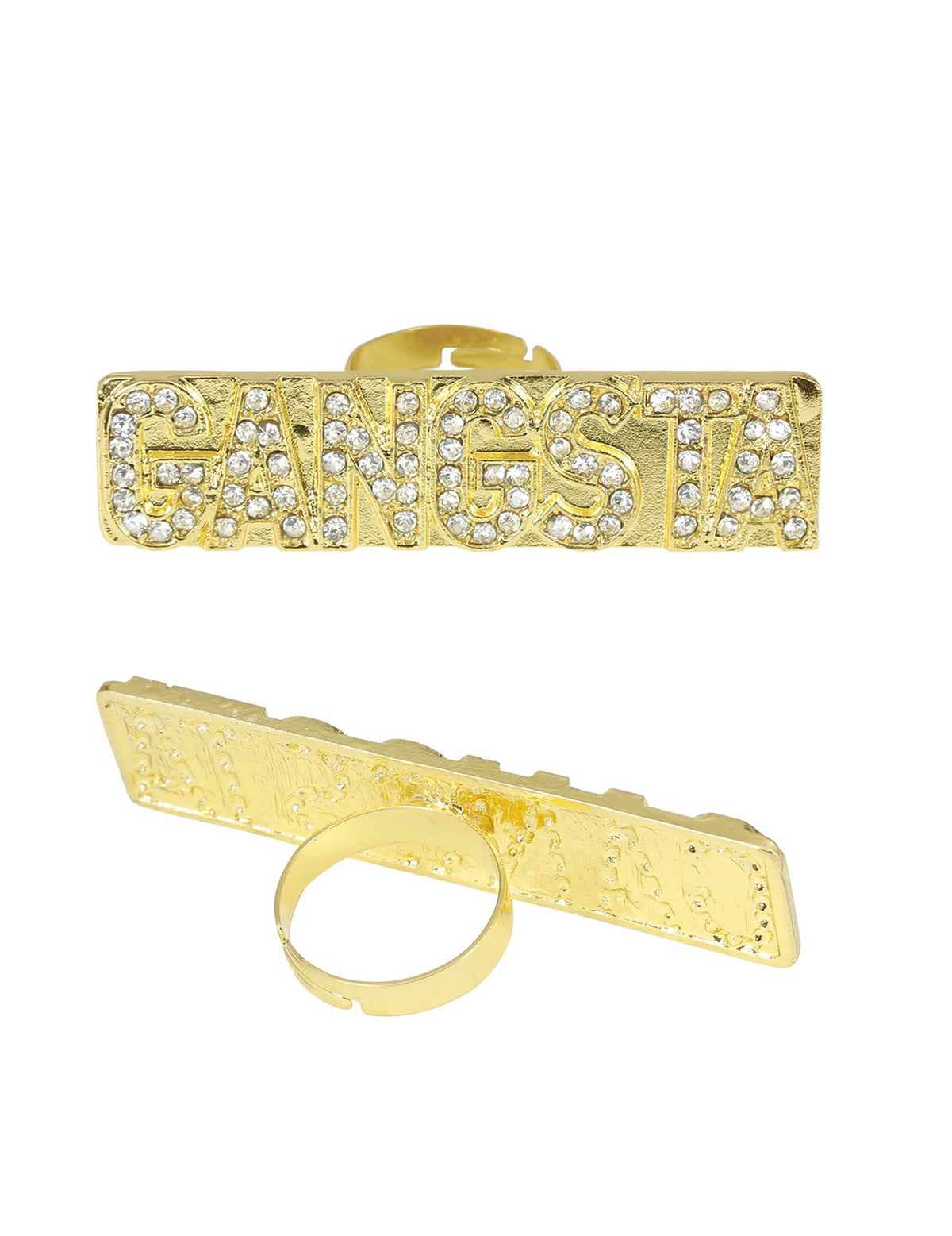 Eestä- ja takanäkymät gangsta-strassisormuksesta