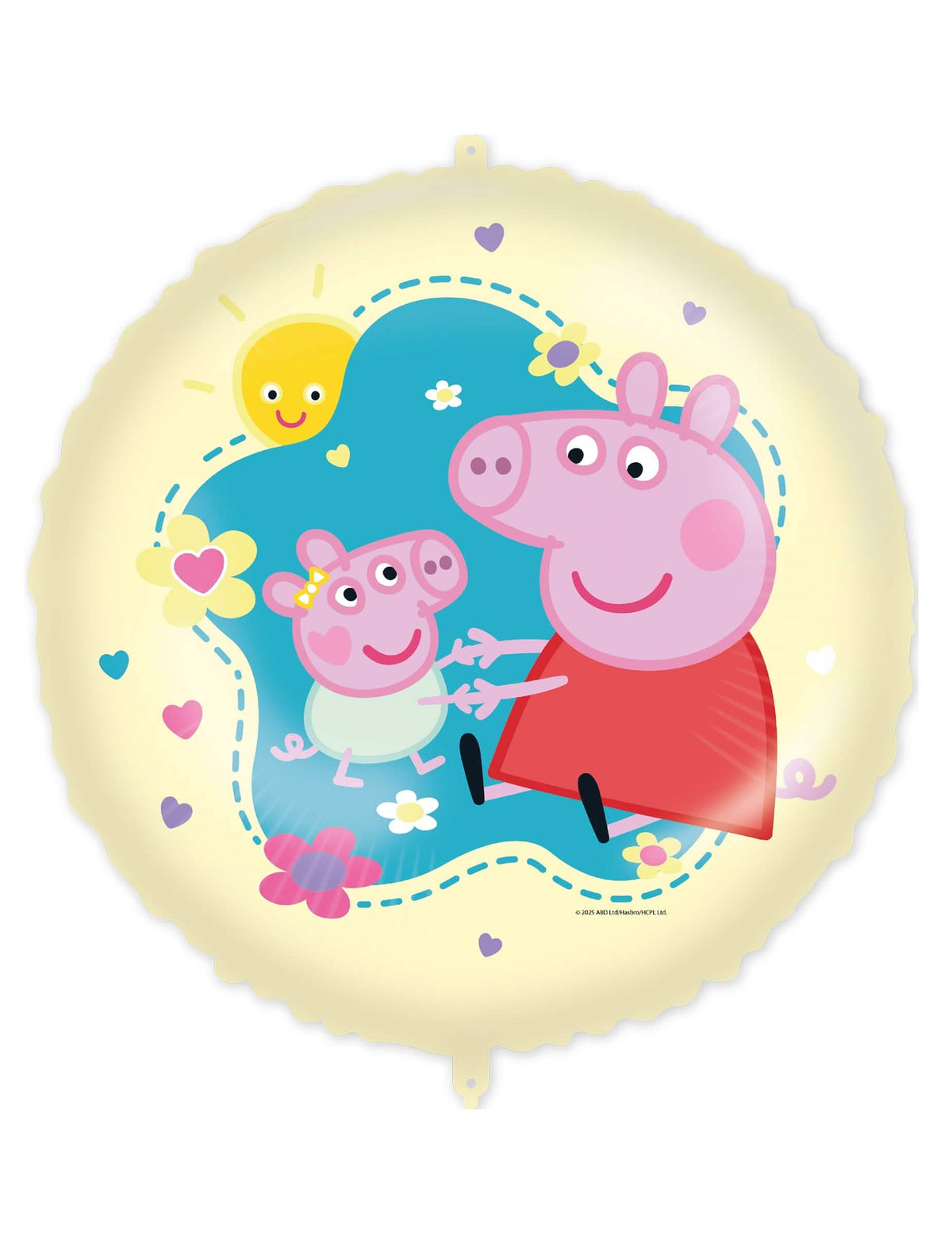 Peppa Pig -alumiinipallo lapsille, keltainen, kukka- ja aurinkokuvioin