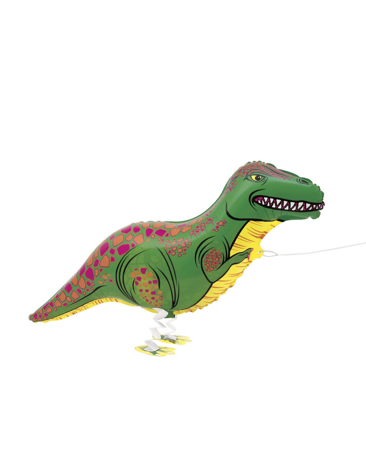 Metallinen kävelevä T-Rex-ilmapallo vihreä ja keltainen