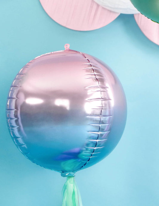 Ruusu-sininen liukuvärinen alumiinipallopallo 35 cm, heliumtäytteinen