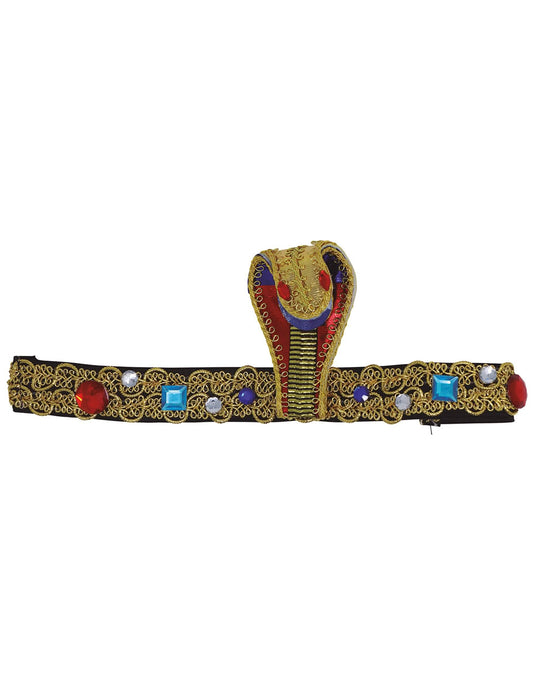 Vue de face du bandeau égyptien avec faux joyaux pour adulte