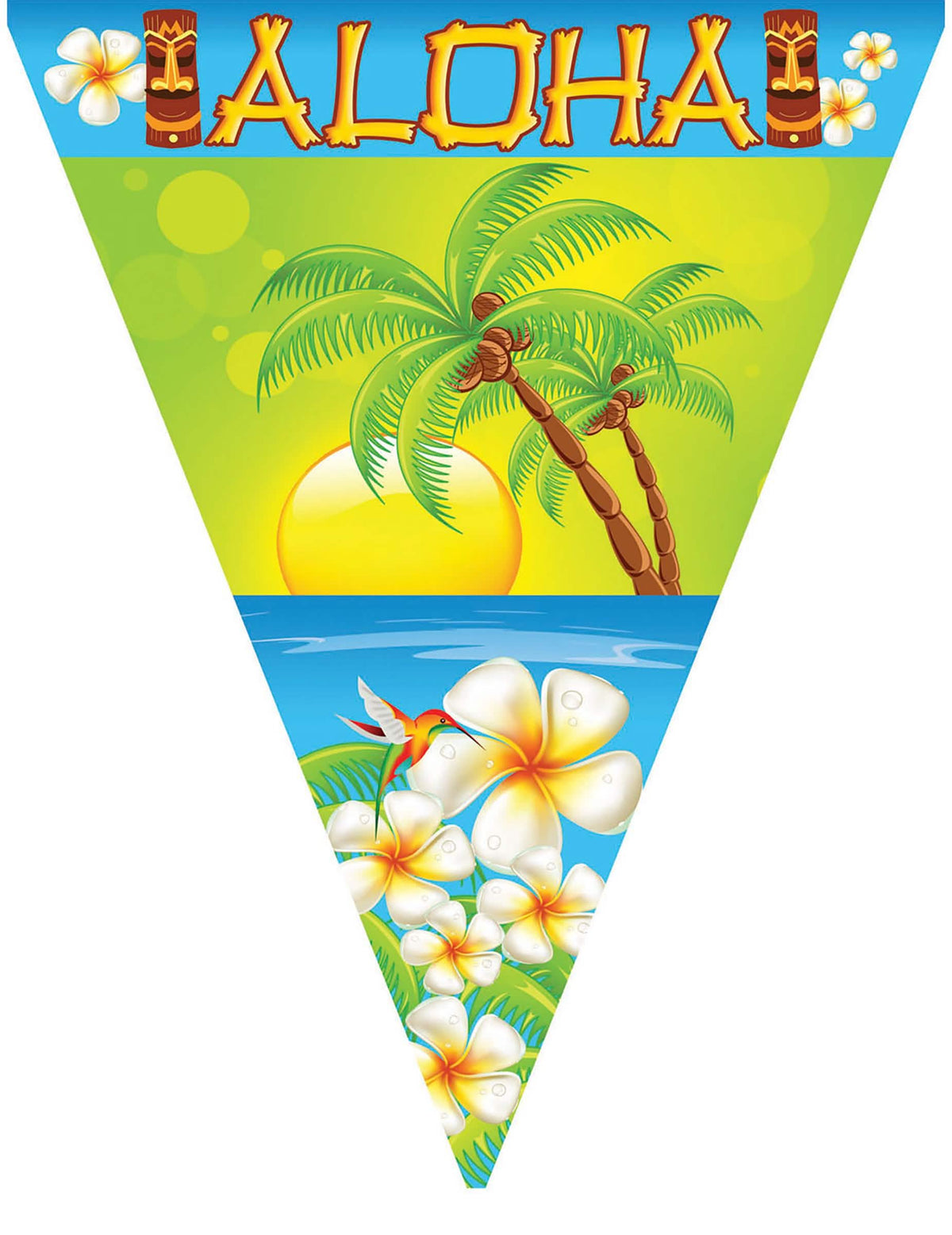 Aloha-lippuviiri juhliin monivärinen palmuilla ja eksoottisilla kukilla