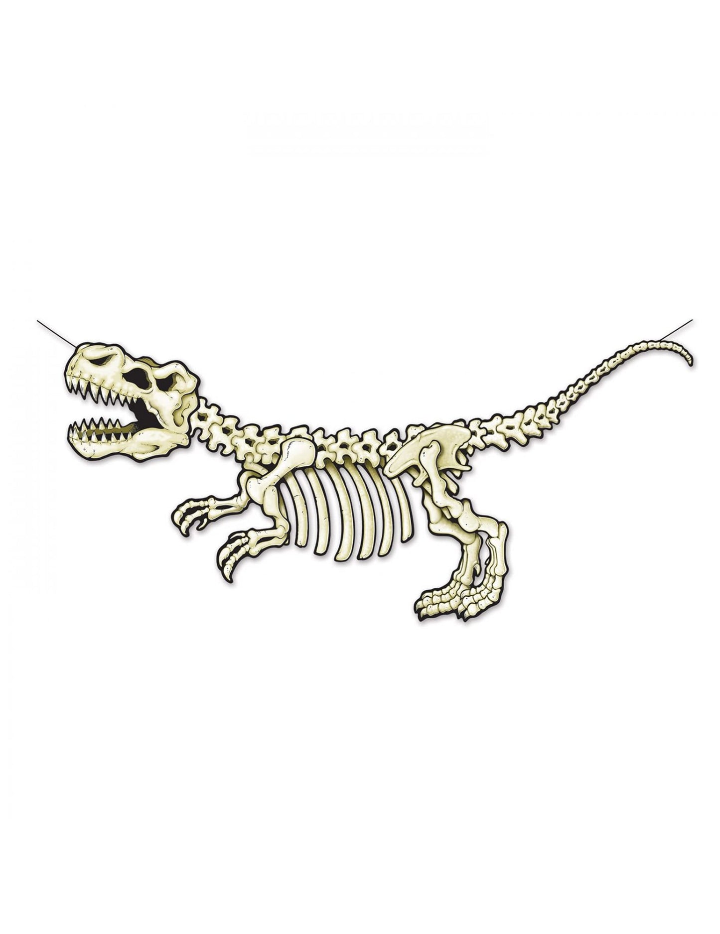Bannière en carton squelette dinosaure pour décoration beige et blanc