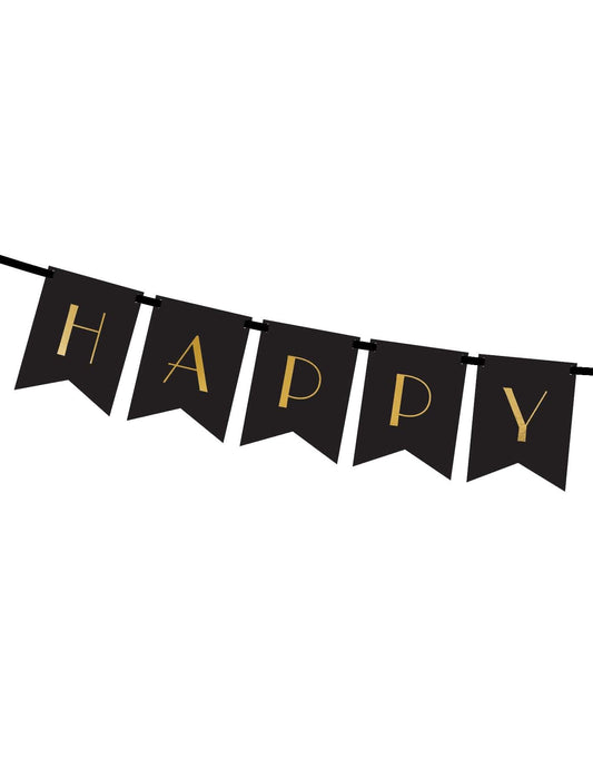 Gros plan sur le mot HAPPY de la bannière Happy New Year