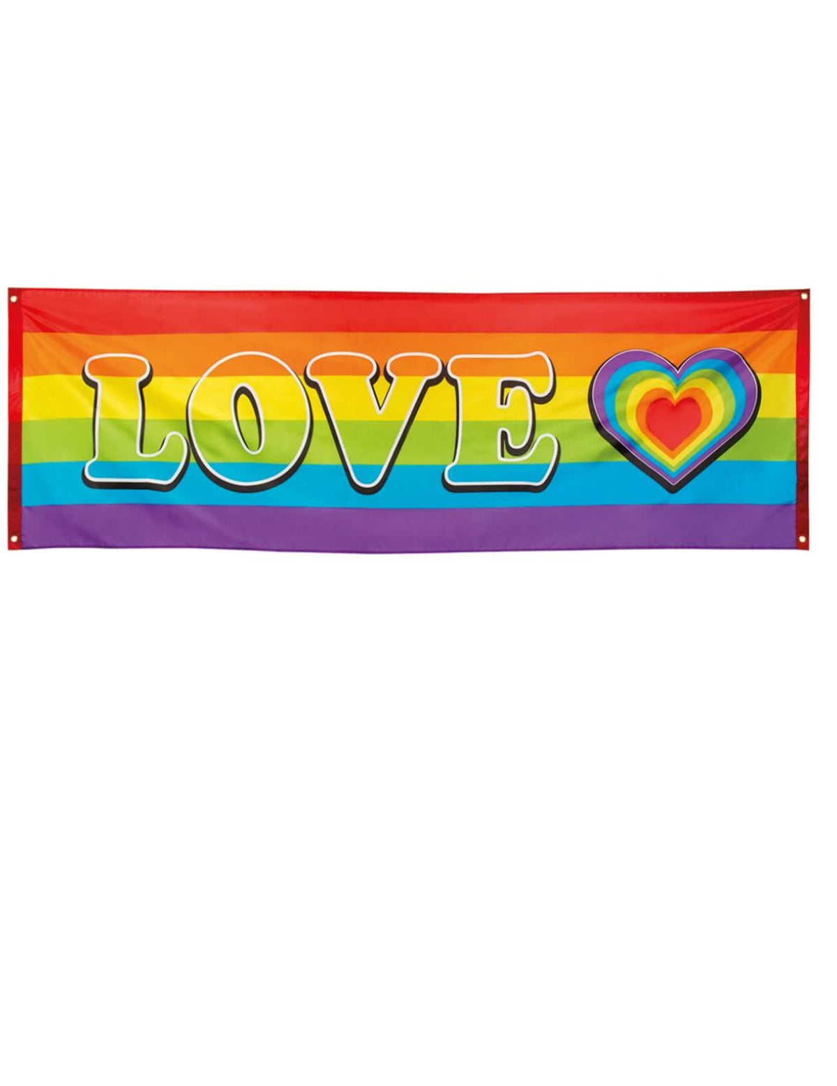 LOVE-kyltti monivärinen sateenkaari sydänkuviolla