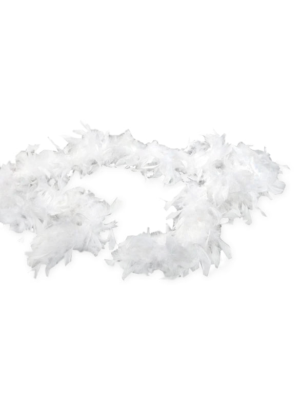 Vue d'ensemble posée à plat du boa en plumes blanc pour femme