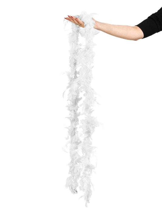 Vue de la longueur du boa à plumes blanc 40g