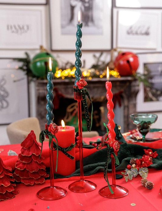 Bougeoir Élégance en verre rouge 15 cm
