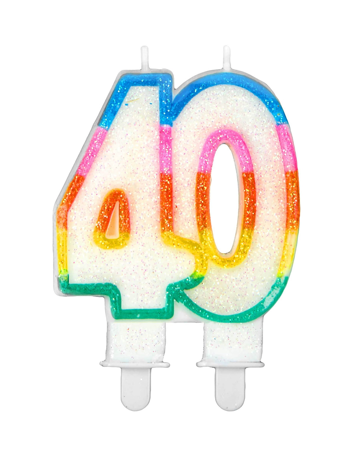 Synttärit kynttilä numero 40 pailletellulle sateenkaarijuhlalle