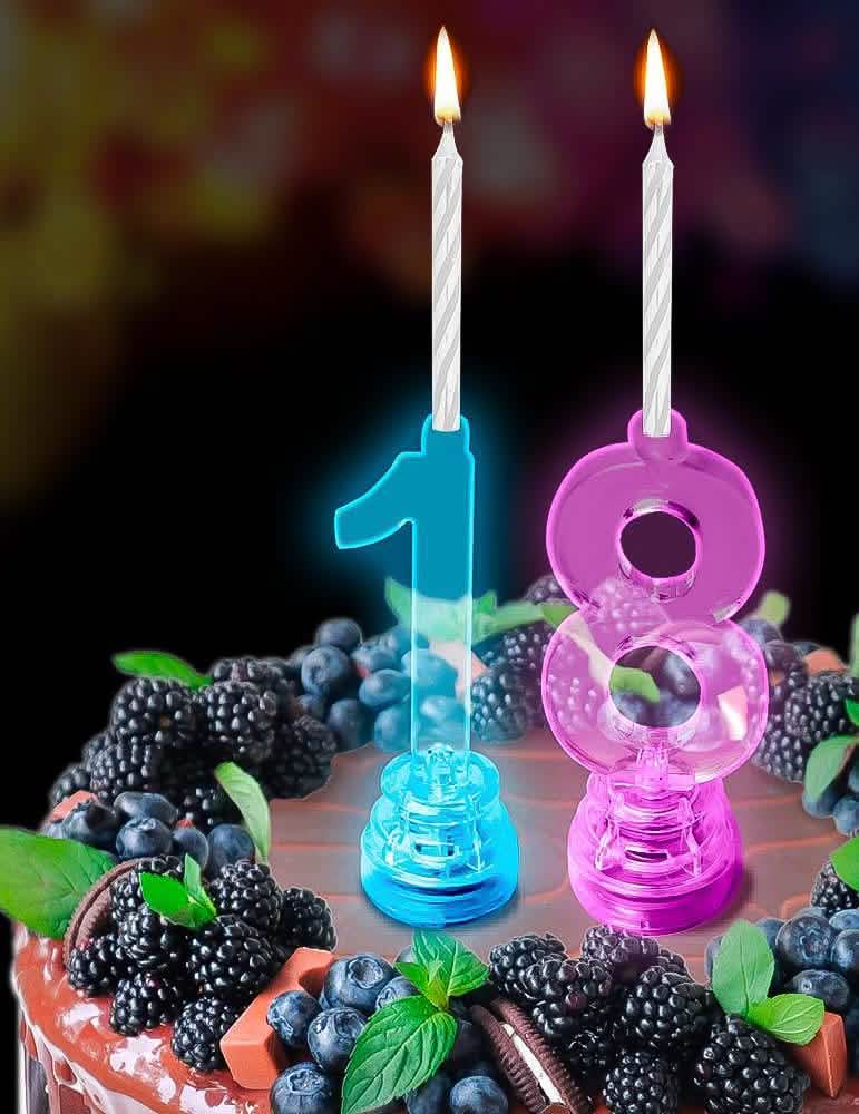 Kakkuasetelma LED-valokynttilästä numero 1 synttäreille
