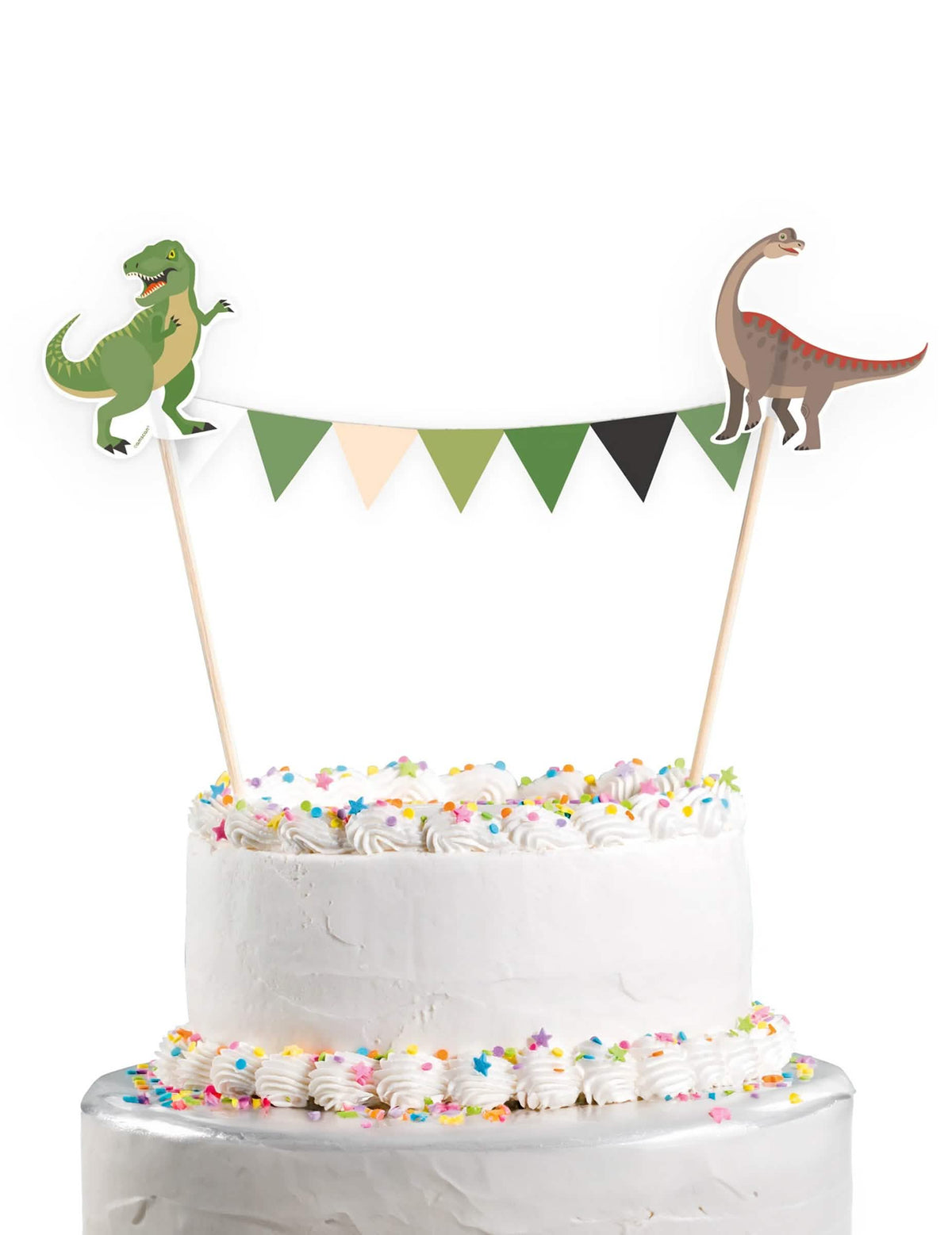 Kakkuvaihde Suuret dinosaurus vihreä ja ruskea lipputikkukaarella