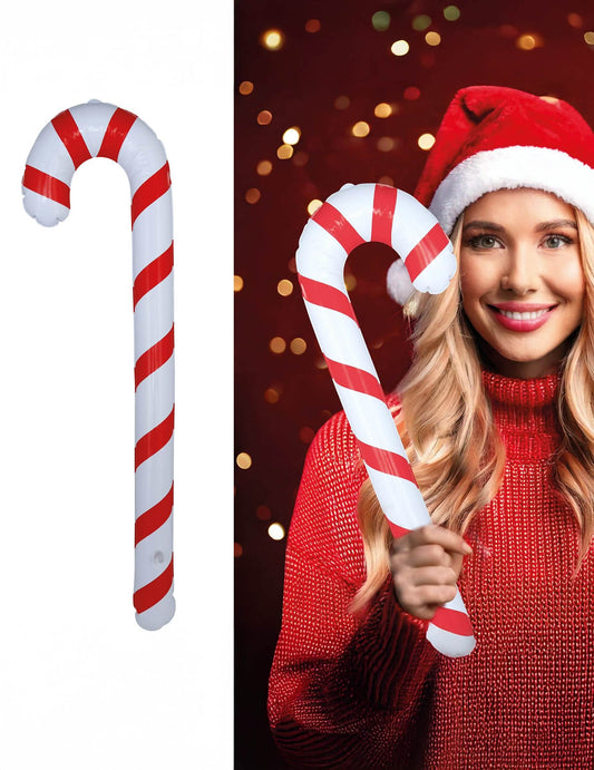 Mise en situation de la canne à sucre gonflable de Noël