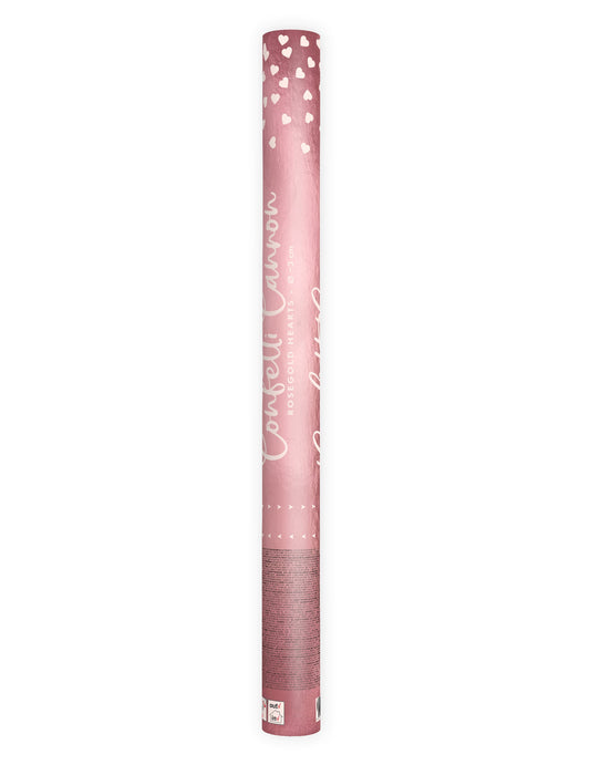 Vue d'ensemble du canon à confettis coeur rose gold