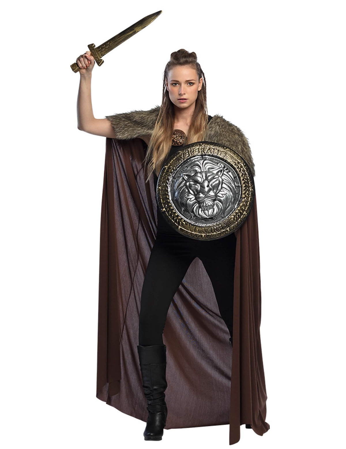 Miekka ja kilpi, joita käytetään viitan kanssa, viking-seigneur-luksus aikuiset