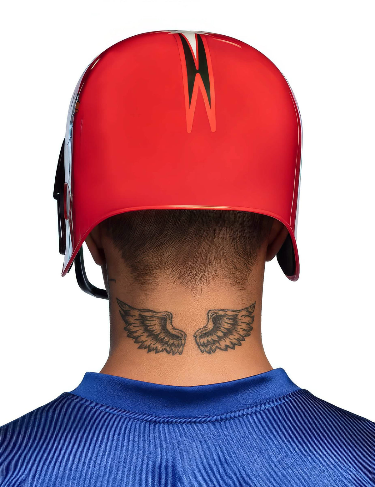 Vue de dos du casque de joueur de football pour adulte rouge