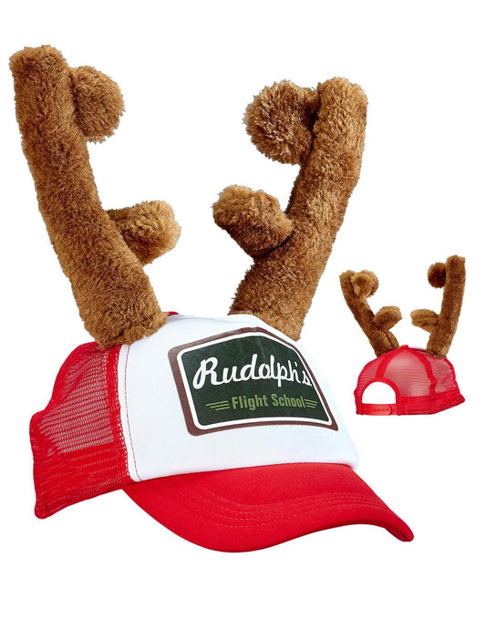 Vues de face et de dos de la casquette Rudolph le renne