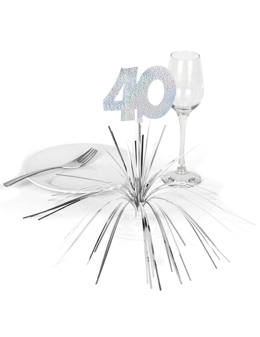 Mise en situation sur une table de fête du centre de table 40 ans