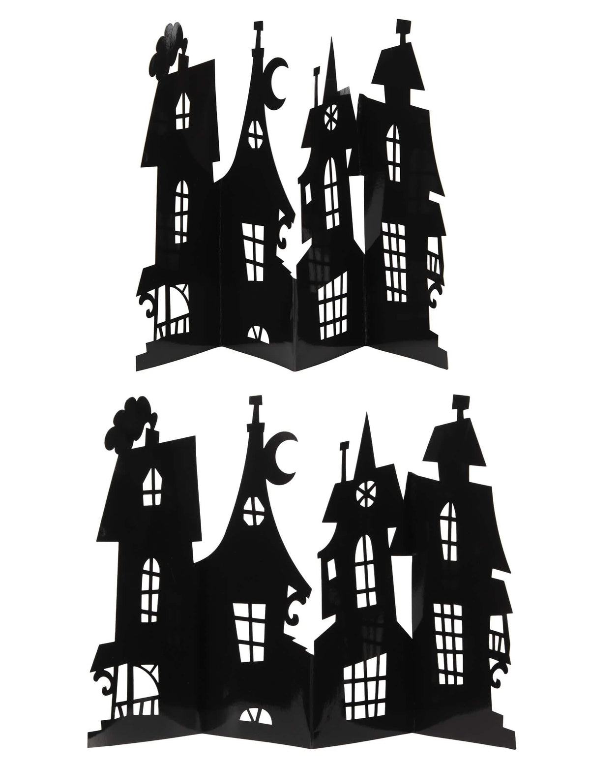 Silhouette détaillée du centre de table manoir hanté noir en carton