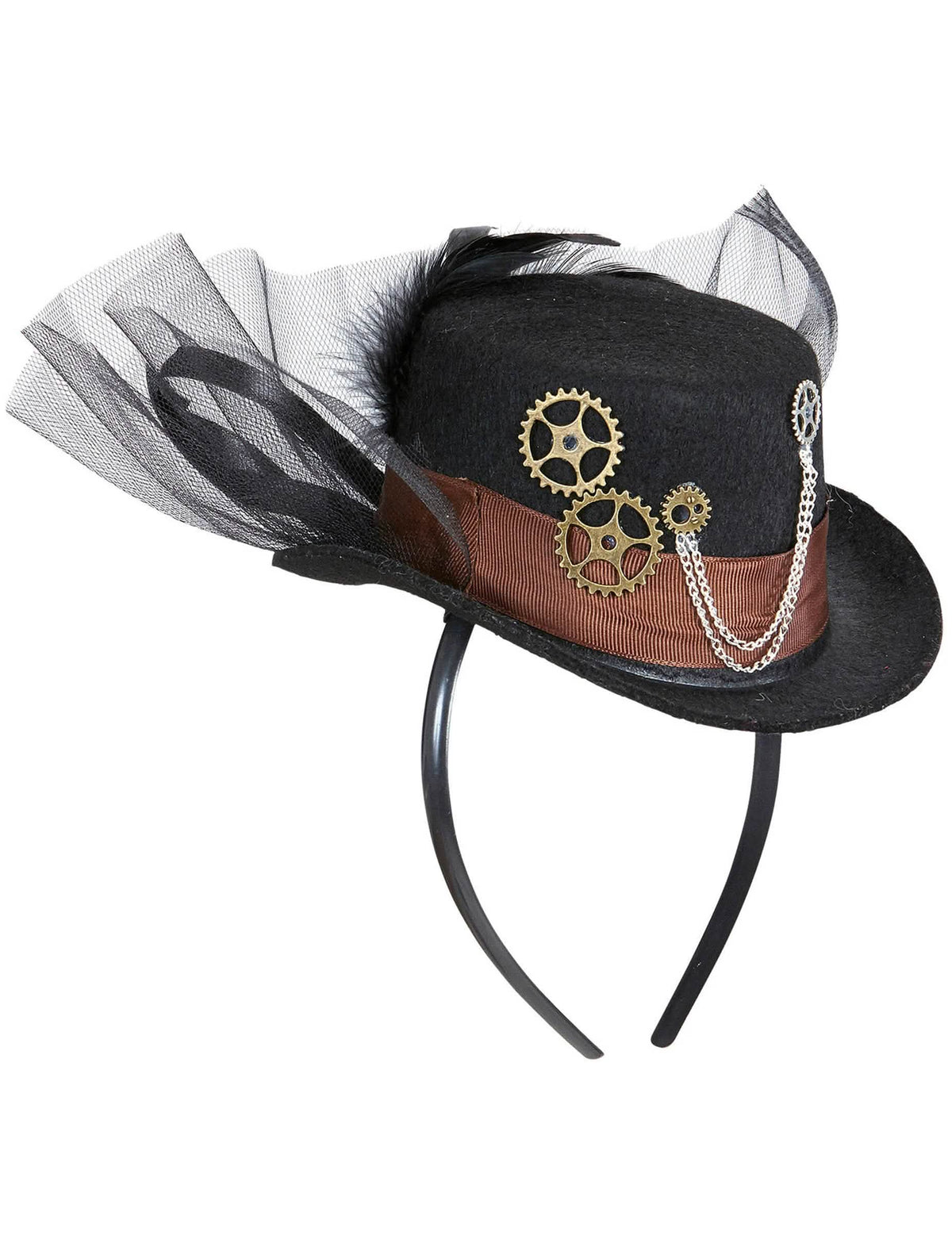 Sivuprofiili steampunk-hatussa, jossa on hunnu aikuiset