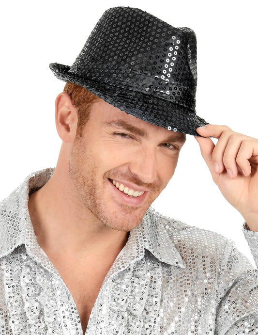 Musta borsalino-hattu aikuisille